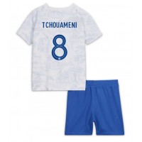 Frankreich Aurelien Tchouameni #8 Auswärts Trikotsatz Kinder WM 2022 Kurzarm (+ Kurze Hosen)
